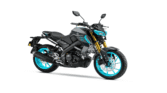 Yamaha MT-15 V2 2025 side view in metallic black color